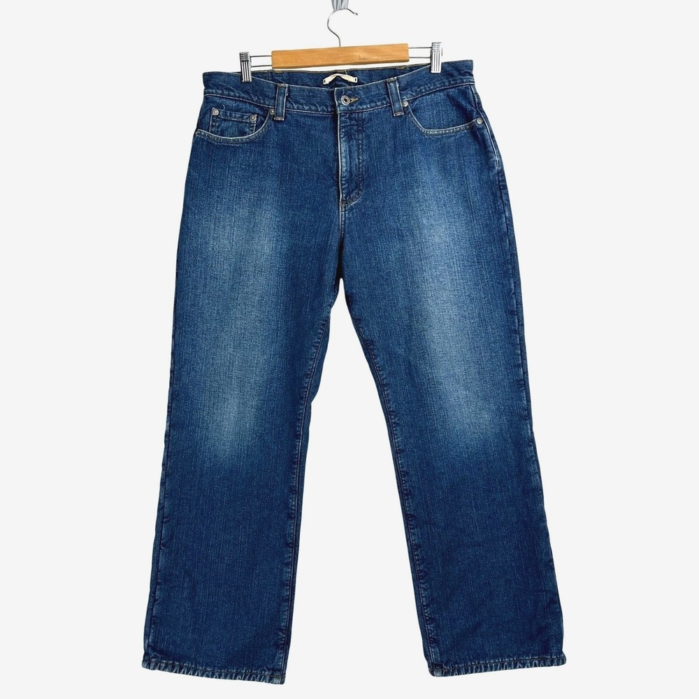 LL Bean Mens Standard Fit Jeans 35x29 Blue Denim Lined Classic Relaxed